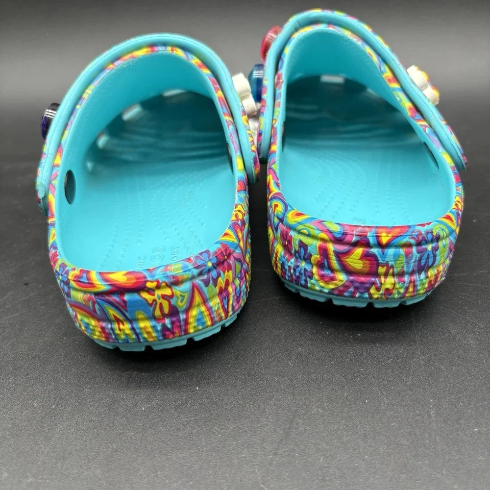 CROCS X Lisa Frank Classic Clogs Kids Girls Size 11 Aqua Limited Edition Jibbitz